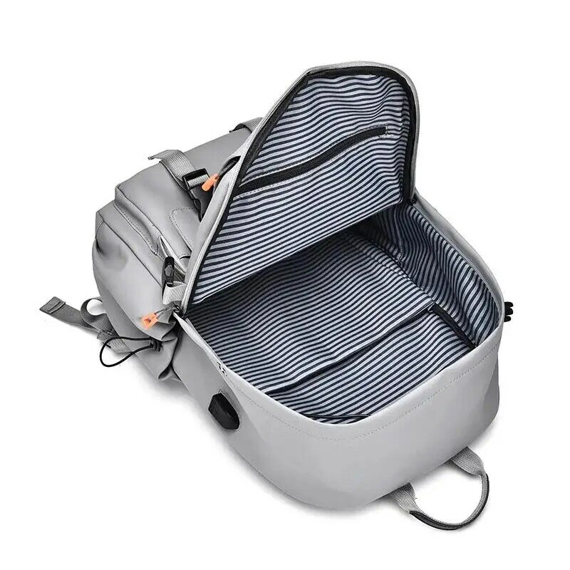 Mochila de nylon impermeável para homens, mochila para laptop, carregamento USB, viagem casual, 15,6"