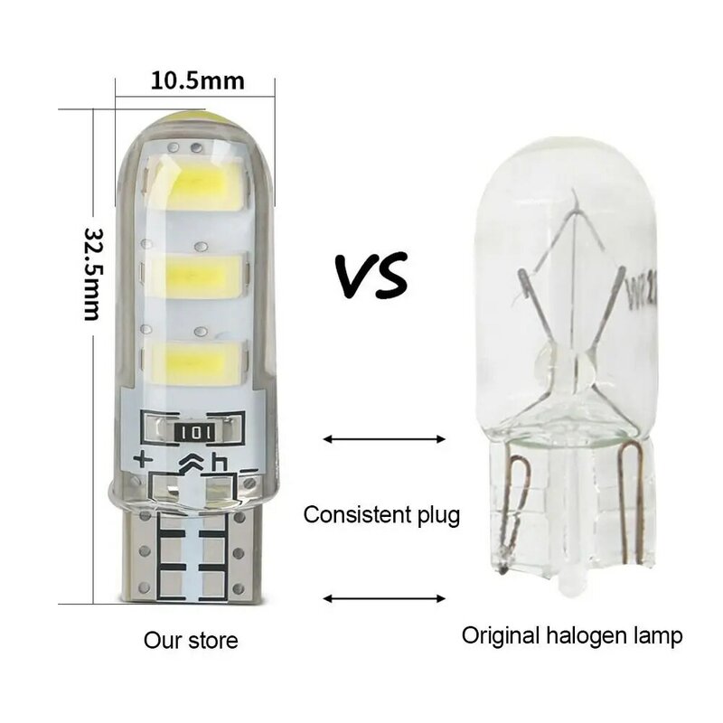 Lampu dasbor LED 5630 Aksesori lampu plat nomor T10 6SMD 12V lampu baca mobil