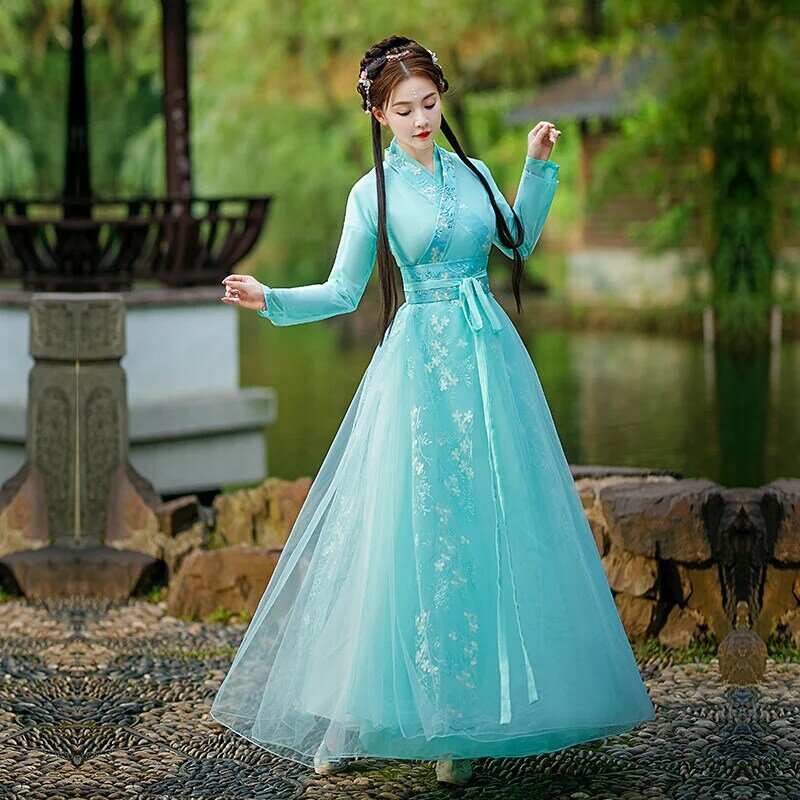 Frauen Han chinesische Kleidung neue alte Kostüm Stil Ancientry Tanz Guzheng Leistung