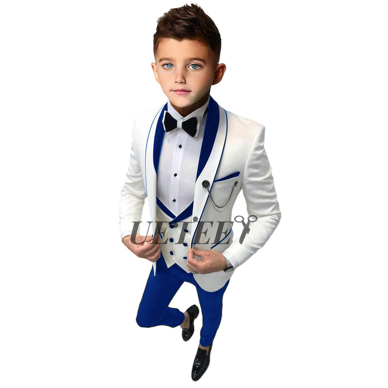 UETEEY Prom Suit for Boys 3 Piece Jacket Vest Pants Set Children Gift Lapel Blazer Kids Outfit Costume Birthday Party