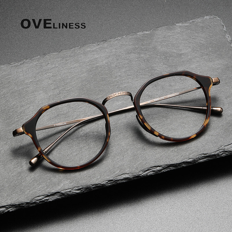 Acetate Titanium Glasses Frame Men 2022 Vintage Oversize Pilot Optical Prescription Myopia Eyeglasses Women Spectacles Eyewear
