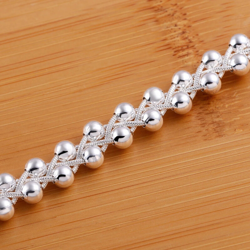 URMYLADY-Bracelet en argent regardé 925 pour femme, belle chaîne de perles tressées, mode, bijoux fins, cadeaux de fête de mariage