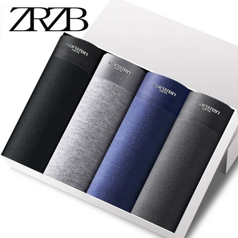 Zrzb-メンズコットンボクサーパンツ,下着,カジュアル,通気性,無地,快適