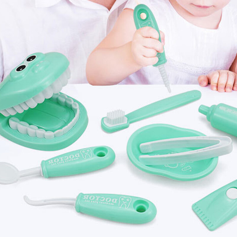 9Pcs/Set Kids Pretend Toys Dentist Check Teeth Model Set Medical Kit Children Educational Role Play Simulation Learing Toys