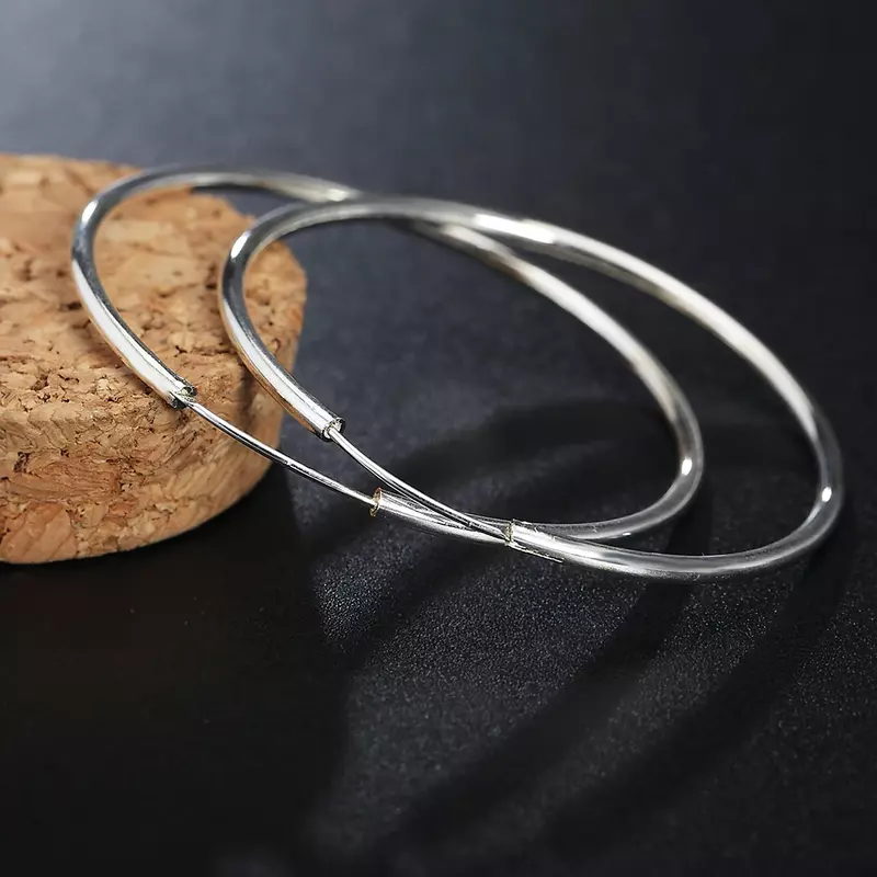 Женские серьги-кольца из серебра 925 пробы, 5-6 см