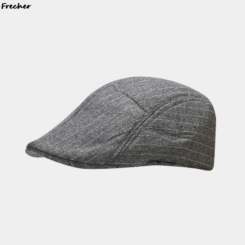 Topi baret gaya Inggris pria, topi wol kantor musim dingin, topi detektif Vintage, topi mengemudi mode Gorras