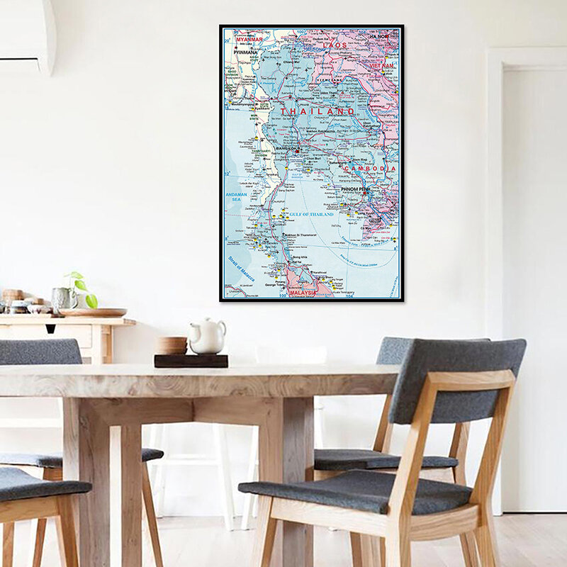 42*59cm The Thailand Administrative Map Non-woven Canvas Painting Wall Art Poster Unframed Print Home Decor School Supplies