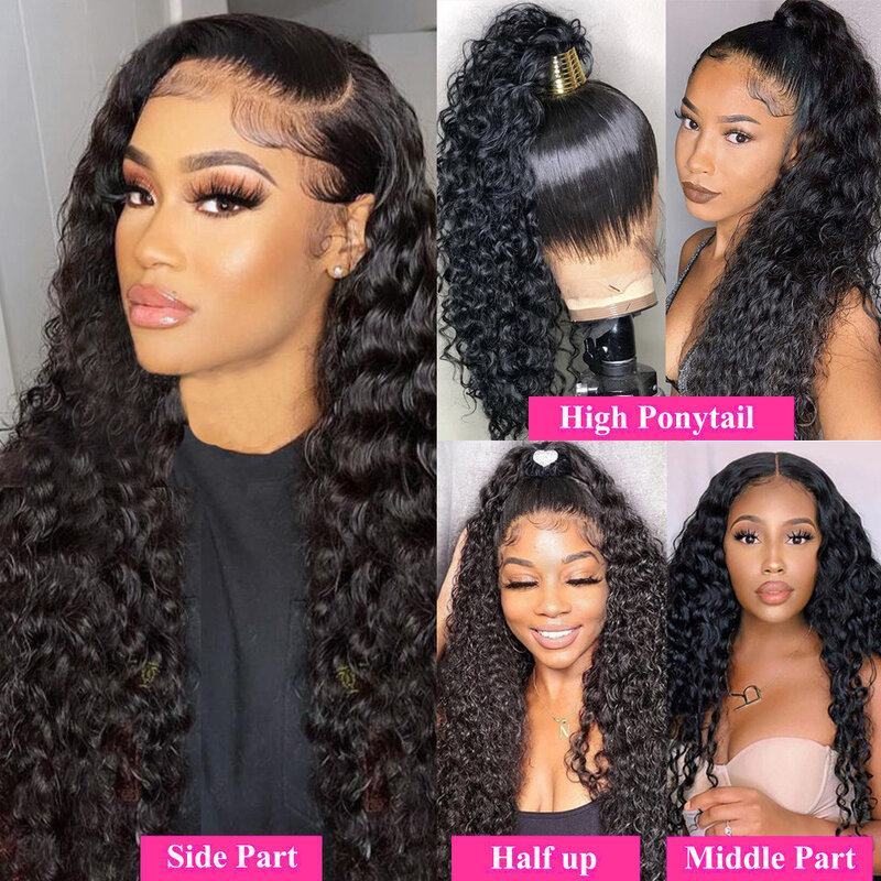 Kinky Curly 13x4 Lace Front Human Hair Wigs For Women 30 inch Indian Deep Curly Lace Frontal Wig 4x4 Closure Wigs Brazilian Hair