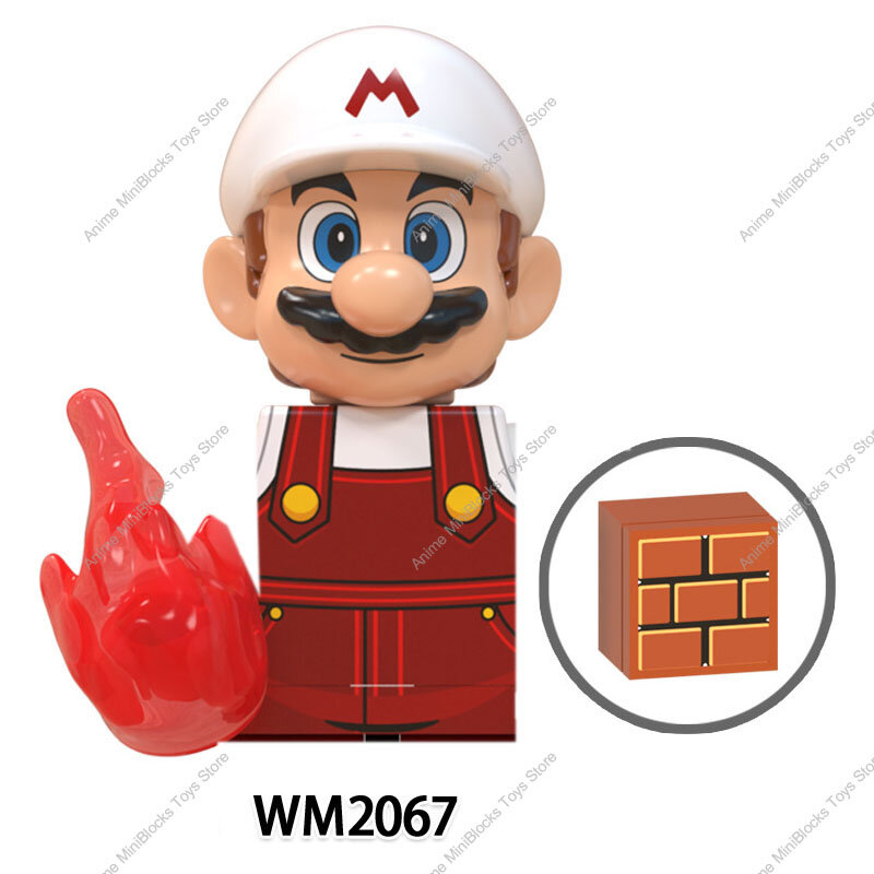 WM6103 Super Bros japońskie gry Luigi Yoshi Bowser Koopa Kinopio wraio brzoskwiniowe minifigurki Anime kreskówki klocki do budowania