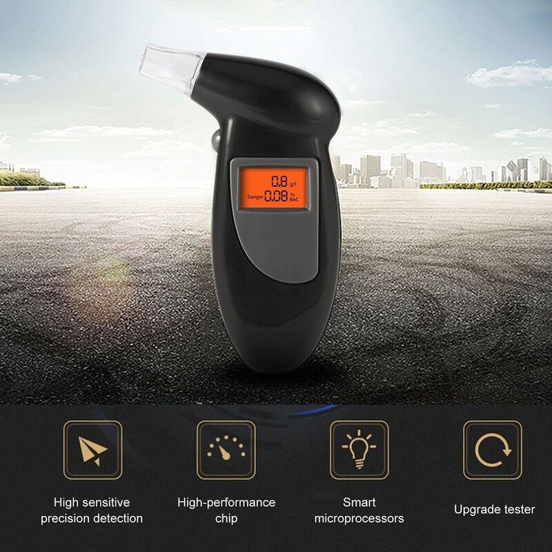 Digital profissional testador de respiração álcool testador display cristal líquido alkohol tester com/sem luz de fundo