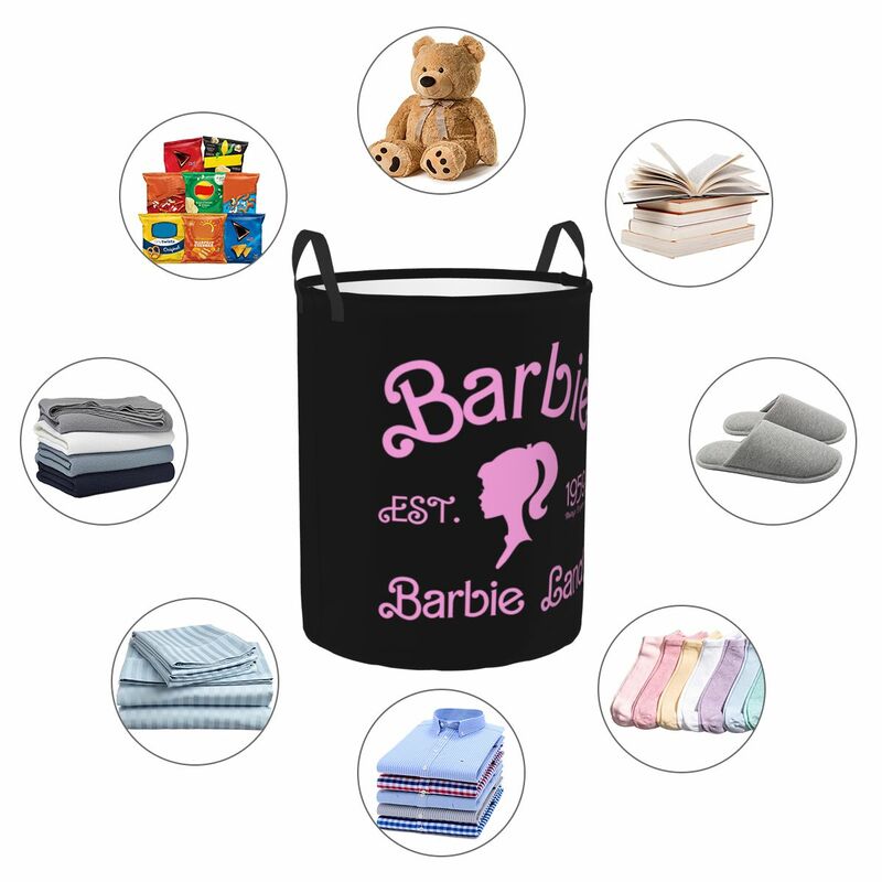 Customized Barbie EST. 59 Laundry Hamper Large Storage Basket Kids Nursery Toy Organizer