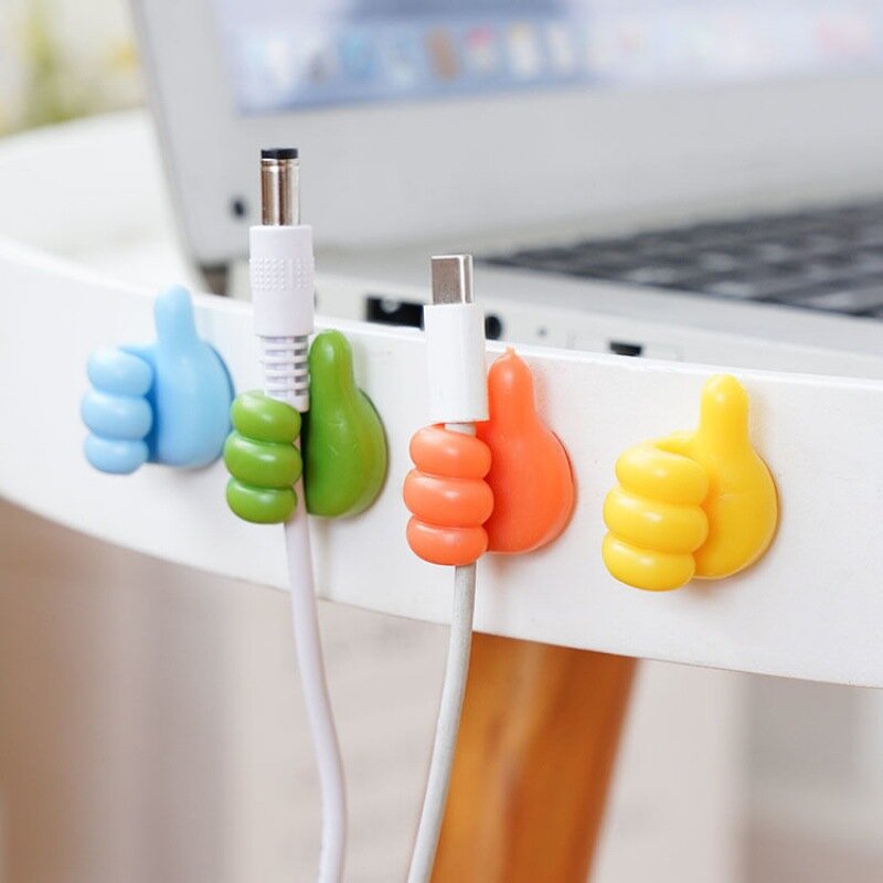 Jempol Mini Pengatur Kabel Silikon USB Klip Manajemen Kabel Desktop Pemegang Kabel Manager untuk Earphone Mouse Gelendong Winder