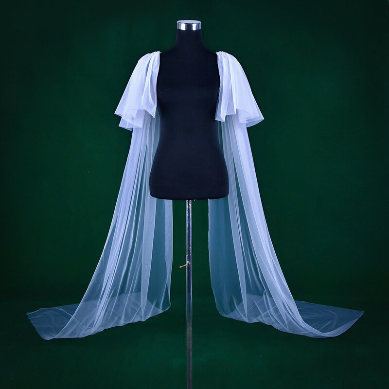 BL4009 Versatile wedding long shawl, white long tail bridal veil