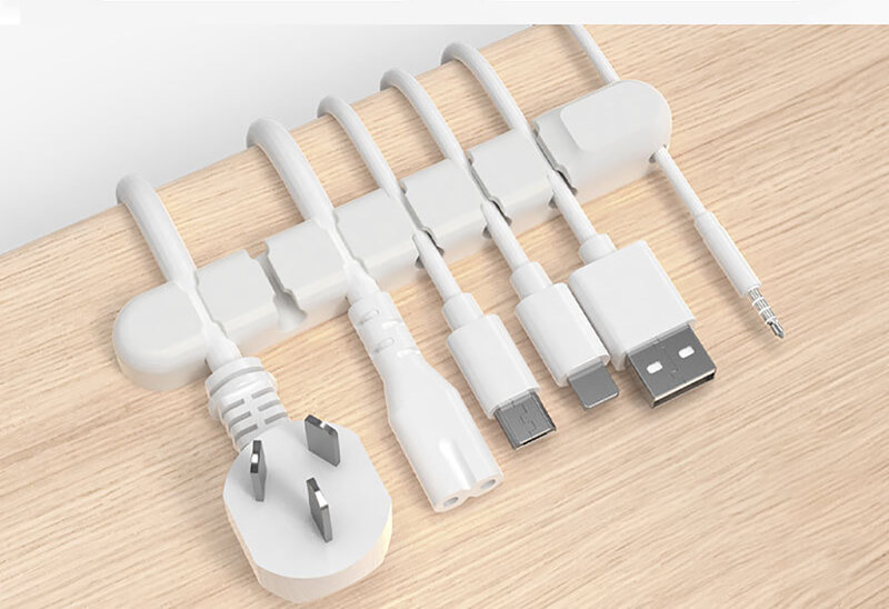 كابل USB من السيليكون لتنظيم تخزين سطح المكتب كابل شحن ثابت للهاتف المحمول بجانب السرير من السيليكون جهاز تنظيم الأسلاك