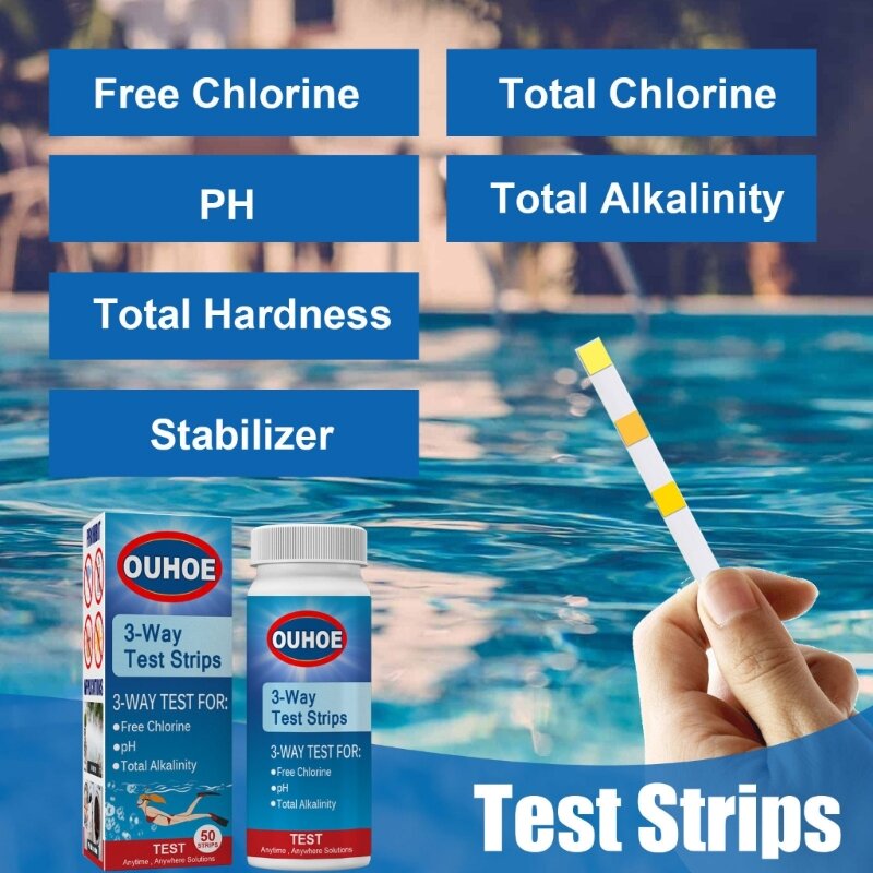 Zwembad Spa Waterkwaliteit Dompelteststrips PH-waarde Alkaliteitstestpapieren
