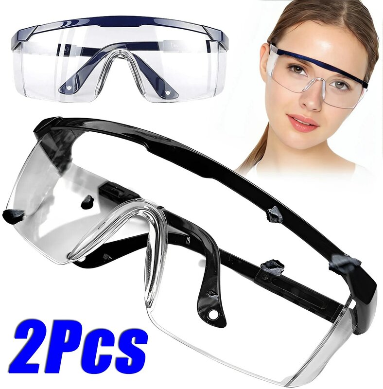 2Pcs Anti-Splash Work Safety Glasses Eye Protecting Lab Goggles Protective Industrial Wind Dust Proof Goggles Cycling Glasses