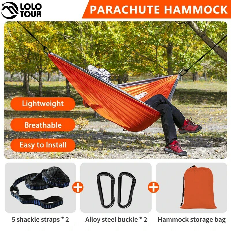 Portable Nylon Parachute Hammock para 1 pessoa, sobrevivência do exército, 210T, viagem, camping, caminhadas, aventura, praia, feriado, 220x100cm