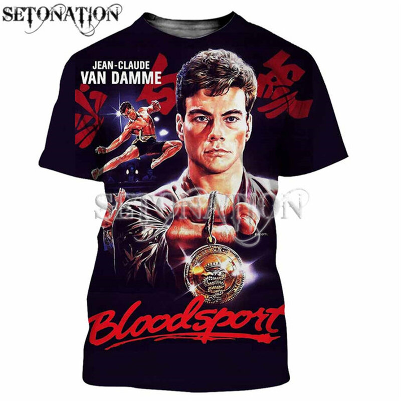 Jean claude Van Damme Bloodsport sesuaikan Pria Wanita fashion keren 3D kaus print Harajuku gaya tshirt streetwear Atasan musim panas