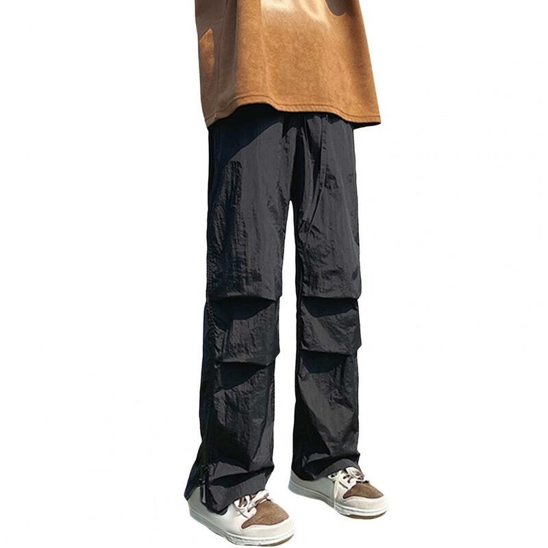 FJMen-Pantalon de survêtement à jambe large pour homme, taille réglable, ourlet zippé, poches latérales, entraînement de gym, jogging, grande taille