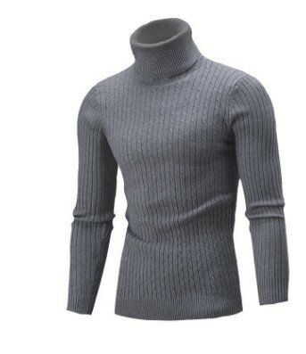 남성용 하이넥 풀오버 스웨터, 단색 트위스트 니트 스웨터, 따뜻한 보터밍 셔츠, 2023 가을 및 겨울 신상