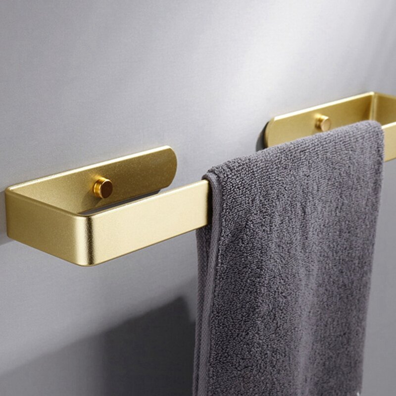 Bathroom Self Adhesive Towel Rack, 15.5 Inch No Punch Toilet Kitchen Self Adhesive Towel Bar Gold