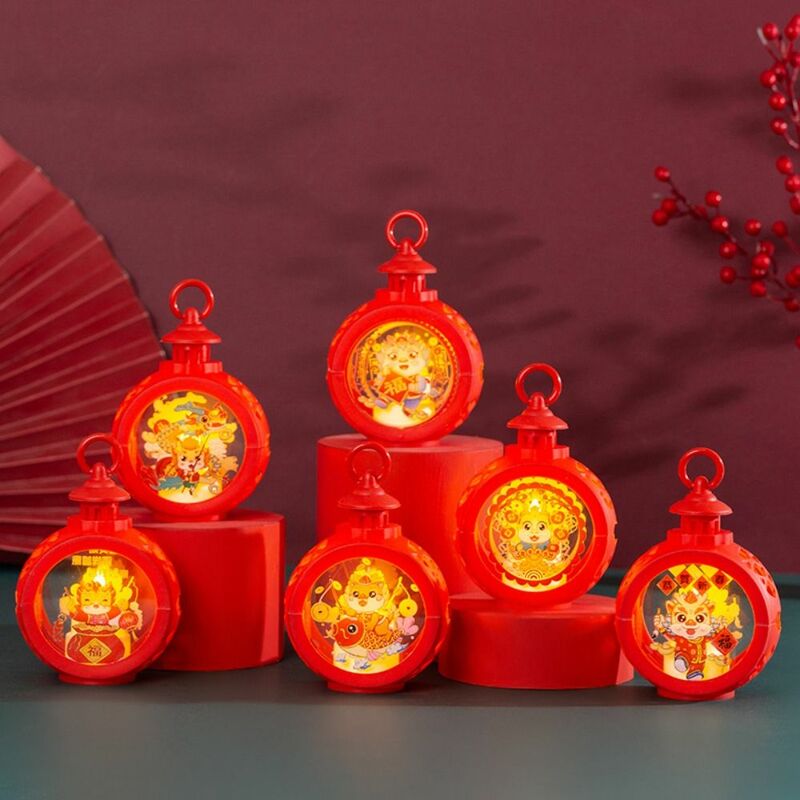 Linterna de viento brillante para Festival de Primavera, lámpara LED iluminada para decoración de escritorio de Año Nuevo, redonda, China, elegante