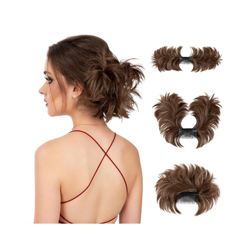 Messy Bun Hair Piece Side Comb Clip in Hair Bun Tousled Updo Hairpiece for Women Adjustable Tousled Updo E