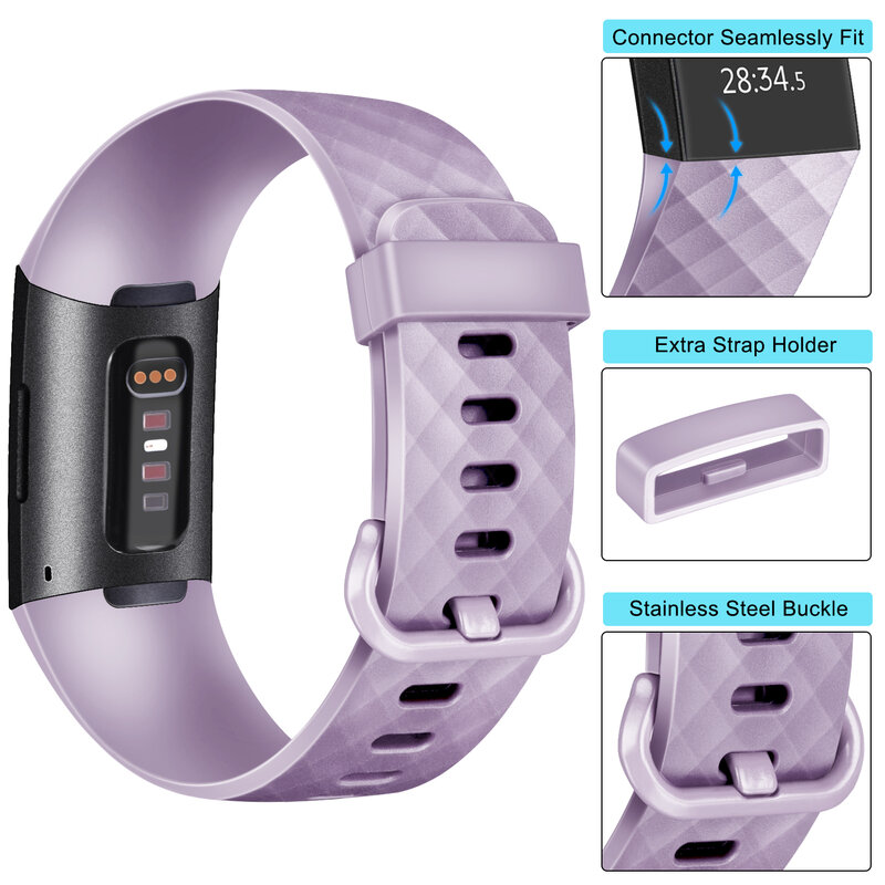 Gelang silikon lembut untuk Fitbit Charge 3/Charge 4 gelang tali jam tangan untuk penggantian gelang Fitbit Charge 3 SE