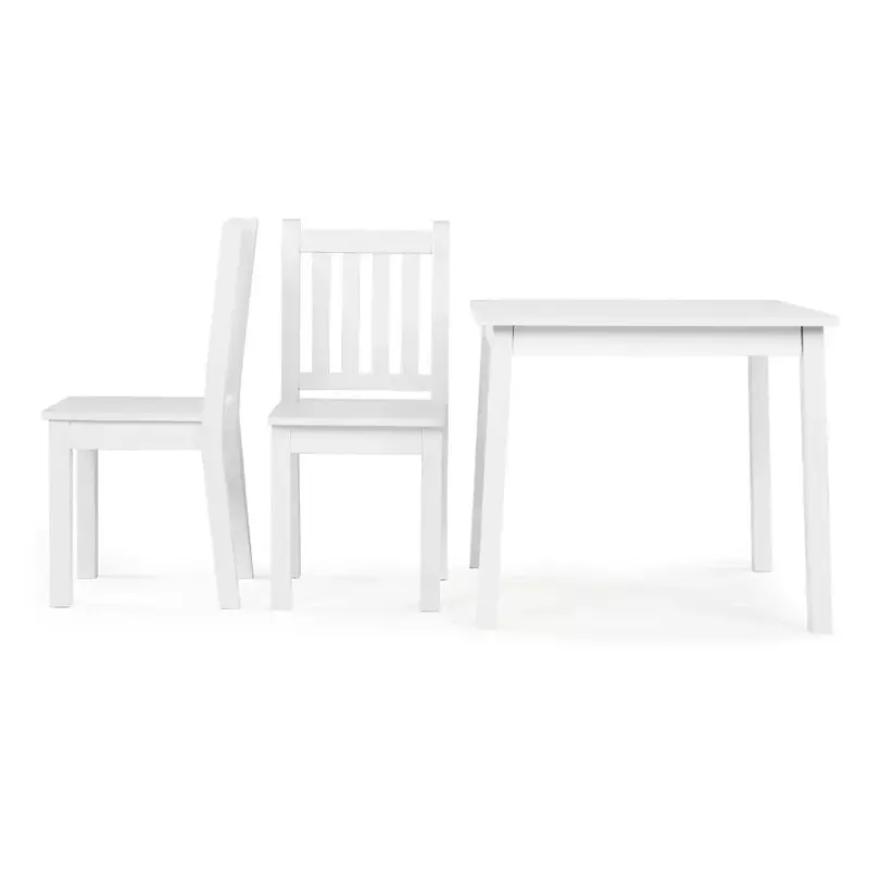 Humble Crew Daylight Kids Wood Square Table and 2 Chairs Set, White, Ages 3 and Up