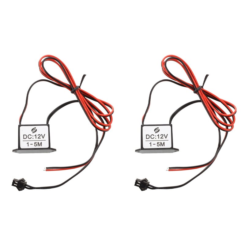 2x Rood-Zwarte Kabel Dc 12V El Draad Neon Gloedstrip Licht Driver Unit Omvormer