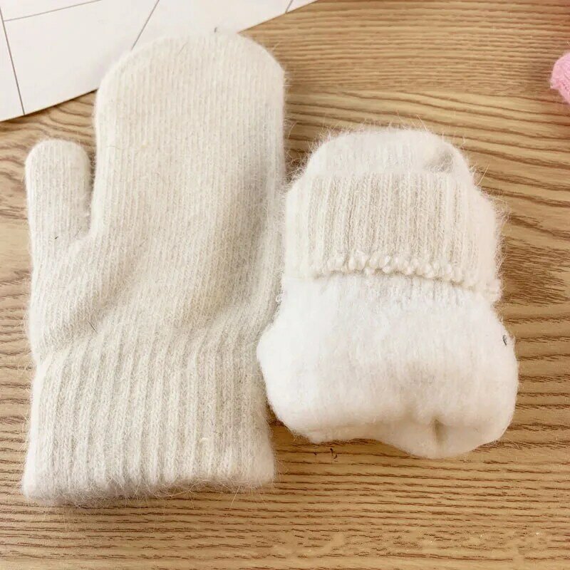 Winter Warm Fingerless Golves Women Outdoor Sports Cycling Running Motorcycle Ski Mittens Thicken Knitted Gloves For Girls