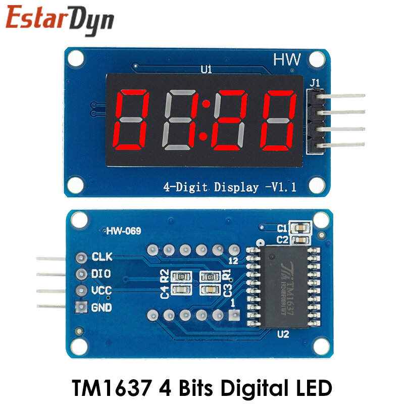 아두이노 7 세그먼트 디지털 LED 디스플레이 모듈, TM1637 4 비트, 0.36 인치 시계, 레드 양극 튜브, 4 직렬 드라이버 보드 팩