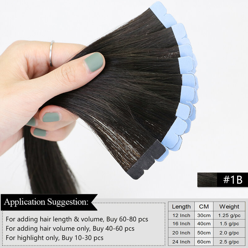 Mini Tape Hair Extensions Human Hair Natural Tape in Hair Extentions 3x0.8cm Invisible Tape 10pcs/pack For Side Hair