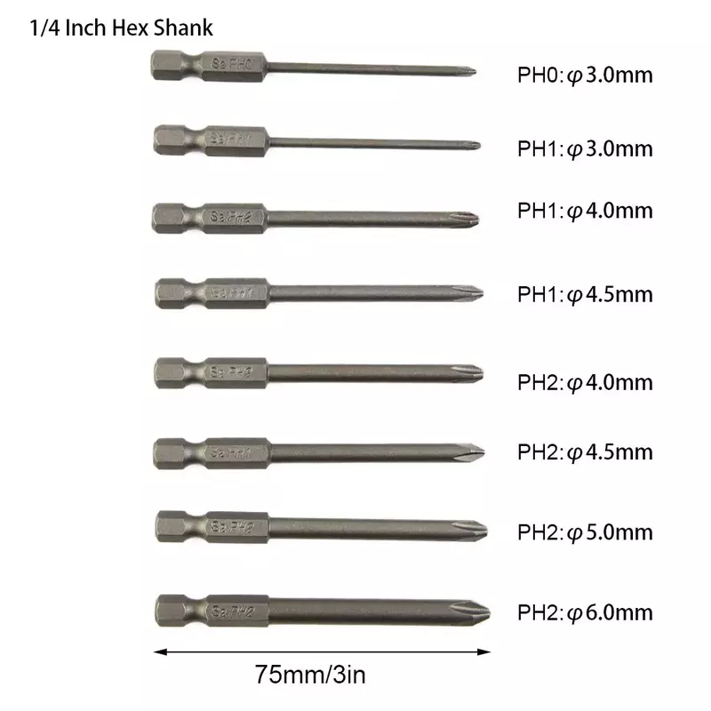 Wysokiej jakości zestaw wkrętaków wkrętakowych 75mm PH0 PH1 PH2 do napraw ręcznych narzędzia do wiertło do wkrętarki elektrycznych