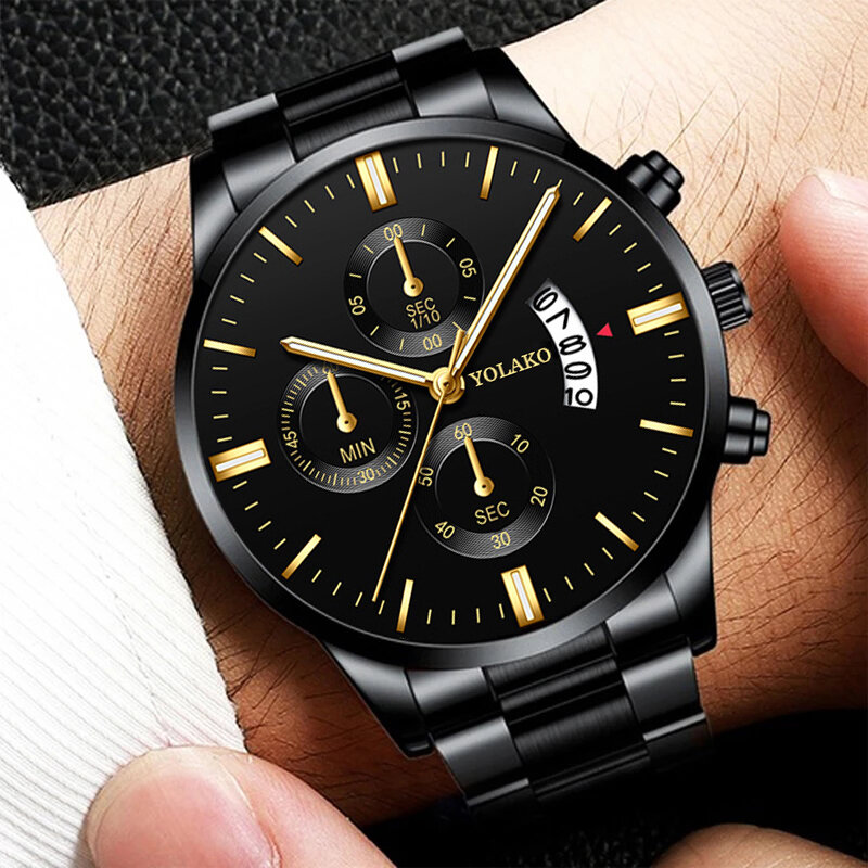 Reloj Hombre Fashion Men Stainless Steel Watch Luxury Calendar Quartz Wristwatch Business Watches Man Clock Relogio Masculino