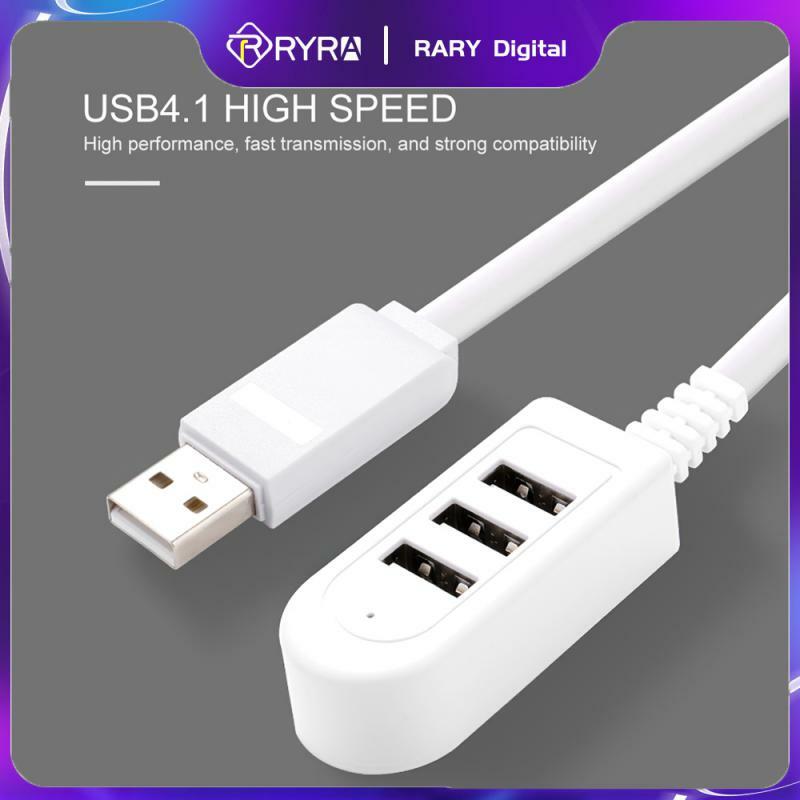 RYRA-USB Splitter Hub, 3Porta USB, 3A Carregador, Conversor, Linha de Cabo de Extensão, Expansão, Multiport, Dados Digitais, Cabos Acessórios