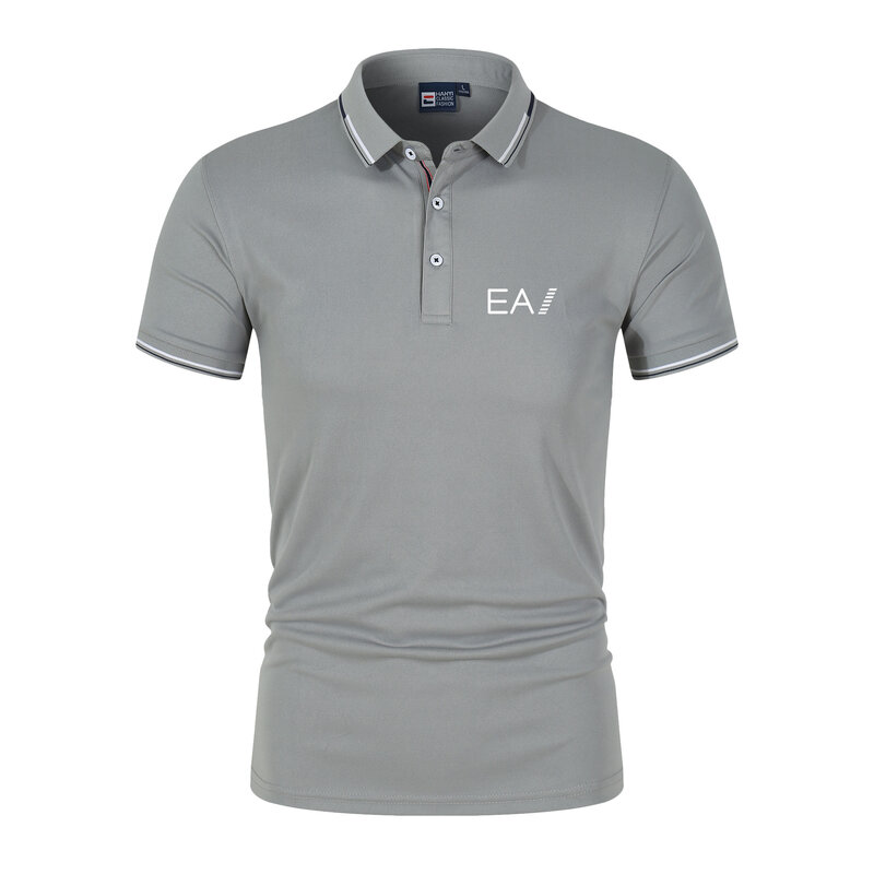 Men's fashionable and casual Polo top, suitable for all seasons, with a contrasting collar design. Breathable quick drying short