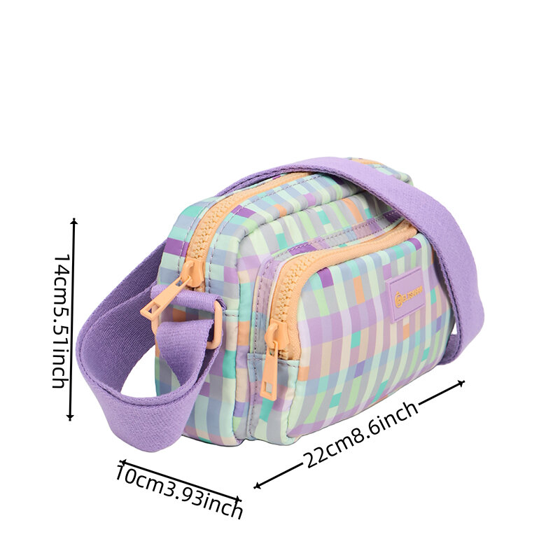 Bolsa de ombro quadrada simples para mulher, grande capacidade, casual e portátil, pequena e quadrada, bolsa com zíper para estudante, menina