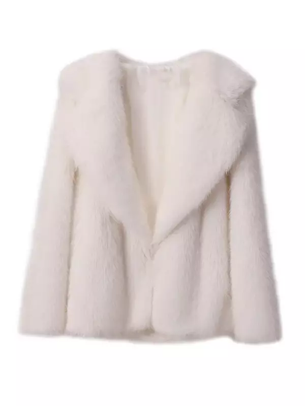 여성용 따뜻한 인조 모피 밍크 코트, 라펠 칼라, 긴팔 재킷, 가을 겨울 패션, 레이디 스트리트웨어