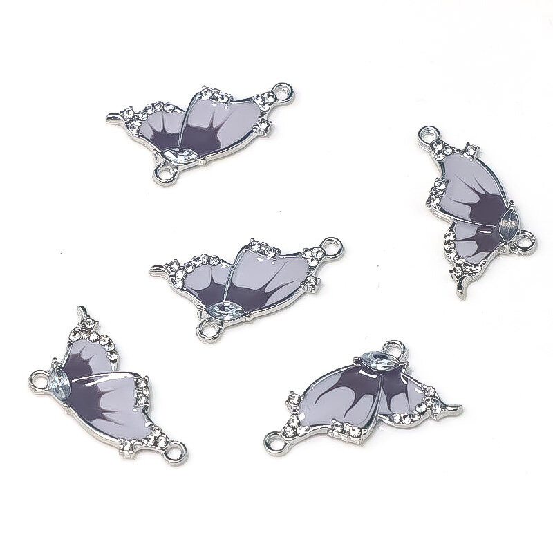 WZNB 5Pcs Enamel Butterfly Charms Moth Alloy Pendant Connector for Diy Jewelry Making DIY Necklaces Bracelet Accessories