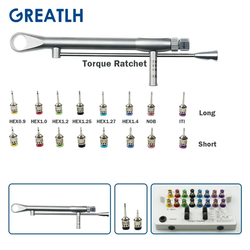 Destornillador de implante Dental, llave dinamométrica colorida, Kit de herramientas de restauración de implantes dentales, instrumento Dental