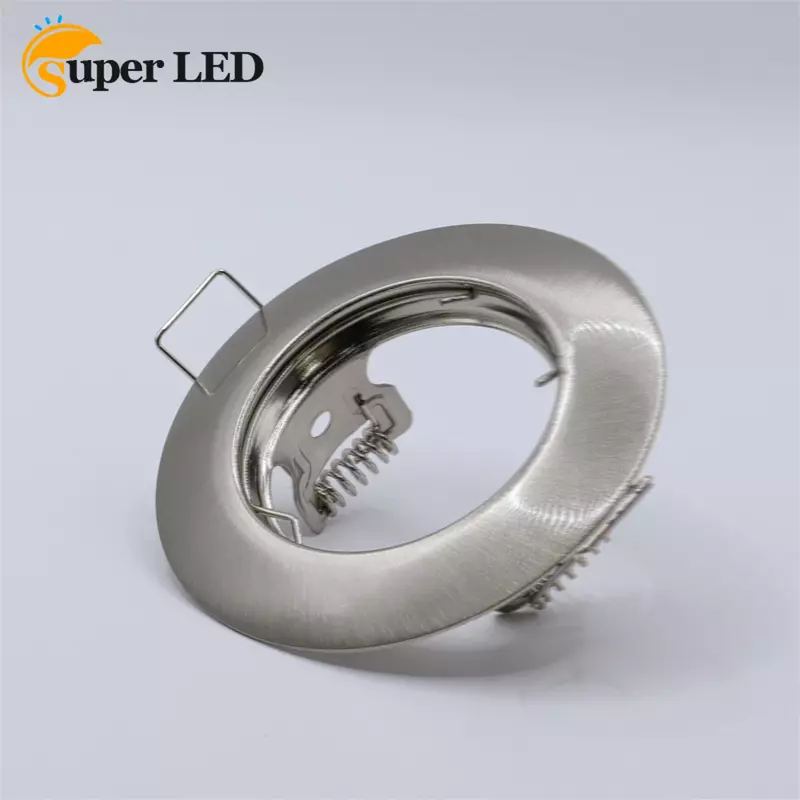 Круглые Сатиновые никелевые аксессуары для точечного освещения GU10/MR16, наборы точечных светодиодных светильников с рамкой, утопленный светодиодный потолочный светильник