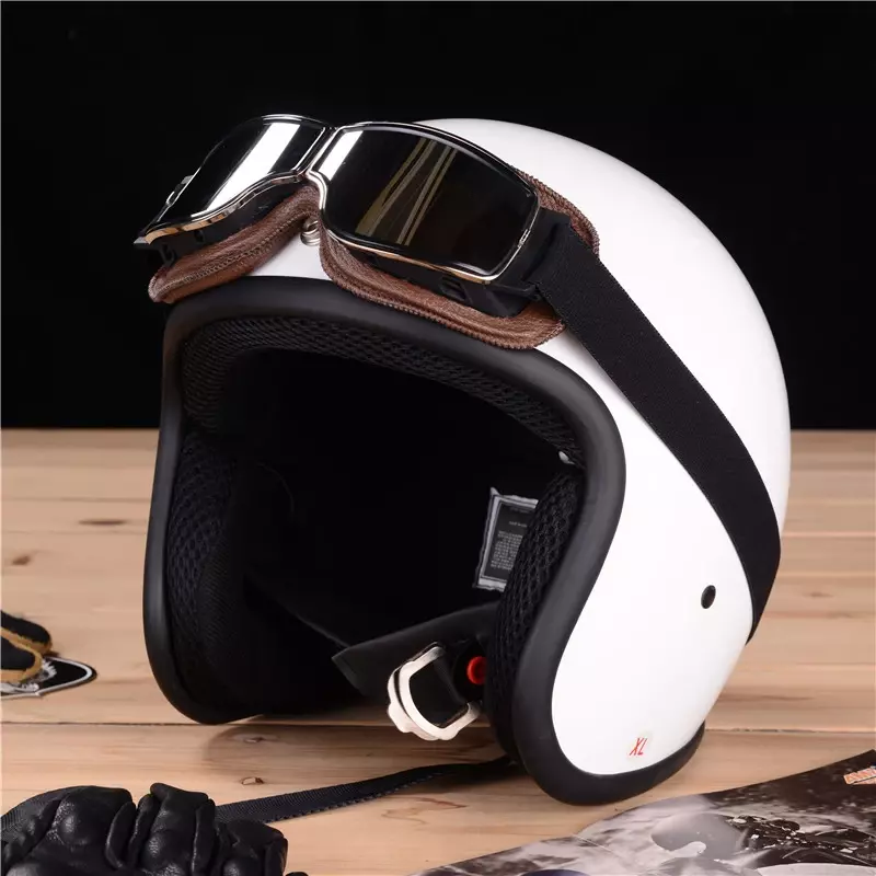 Windproof Motorcycle Helmet Glasses, Retro Universal Folding Leather Sunglasses, Acessórios para motocicletas