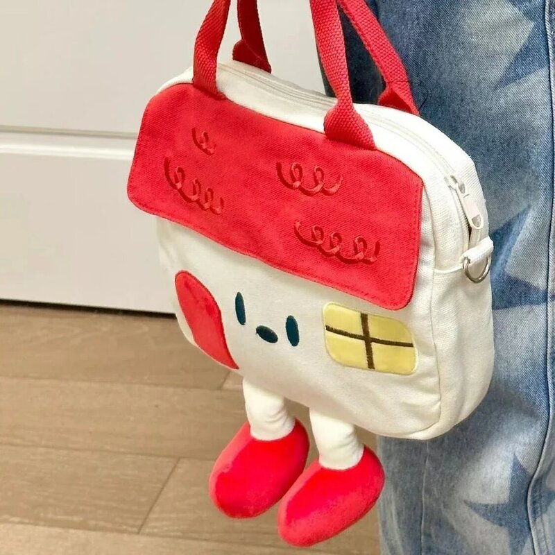 Cute Cartoon torba materiałowa o dużej pojemności Tote Crossbody torby na ramię Kawaii mały dom torba do przechowywania torby damskie portfel