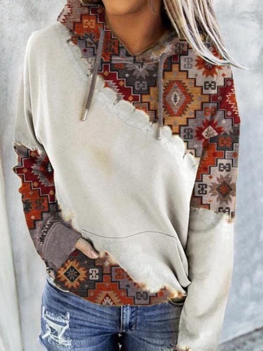 เสื้อสเวตเตอร์ของผู้หญิงเสื้อสเวตเตอร์คอกลมมีฮู้ดพิมพ์ดิจิตอลลาย3D