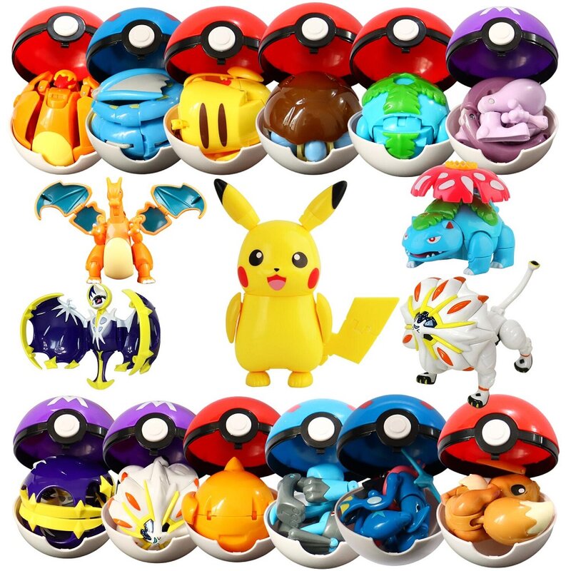 Pokemon Figuras Brinquedos, Variant Ball Modelo, Pikachu, Jenny Turtle, Monstros de bolso, Figura Mew-Two Action, Toy Gift, 12 Estilos