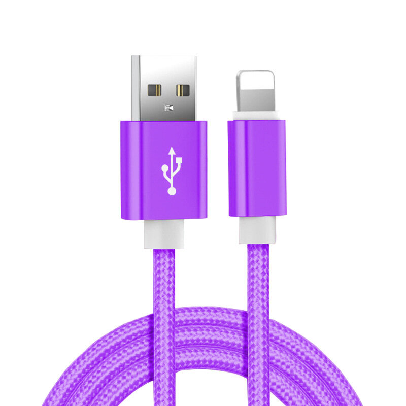 ไนลอน Braided USB สายชาร์จข้อมูลสำหรับ iPhone 6 6S 7 8 Plus X XR XS 11 12 13 14 Pro Max 5 S 5 SE iPad Air 2 Fast Charger Cable