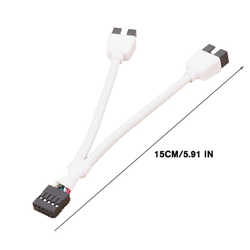 Adaptador de Cable de extensión de 9 pines para placa base, divisor de cabezal USB hembra de 1 a 2 macho de escritorio, conector HUB USB 2,0, 12cm, 1 unidad