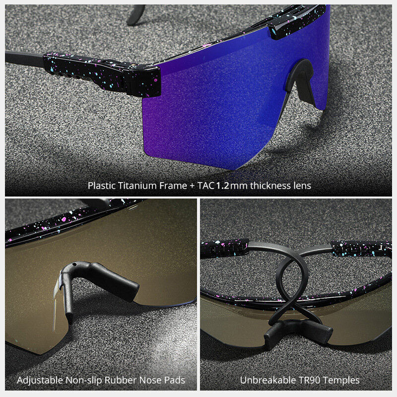 Kacamata Hitam Terpolarisasi Cermin Keren Kacamata Keamanan Anti Resistensi TR90 Pria Gelap dengan Kotak Gratis