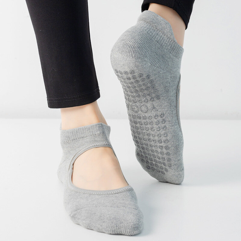 Yoga Socks Round Head Towel Bottom Non Slip Grips Pilates Ballet Dance Fitness Workout Cotton Socks for Gym
